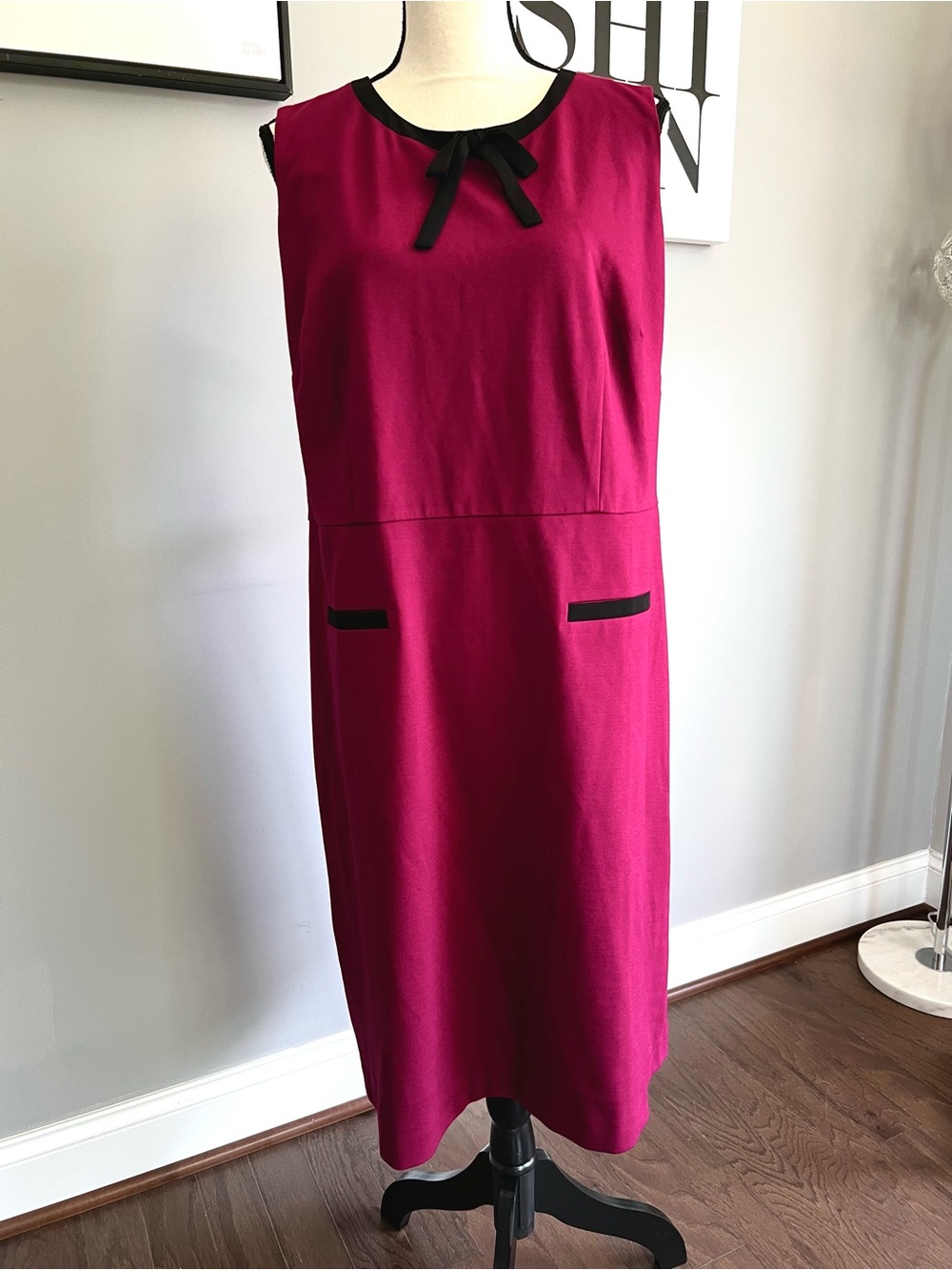 Talbots Plus Tipped Ponte Tie-Neck Dress - Picture 2 of 8